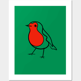 Robin Redbreast (Green Version) Posters and Art